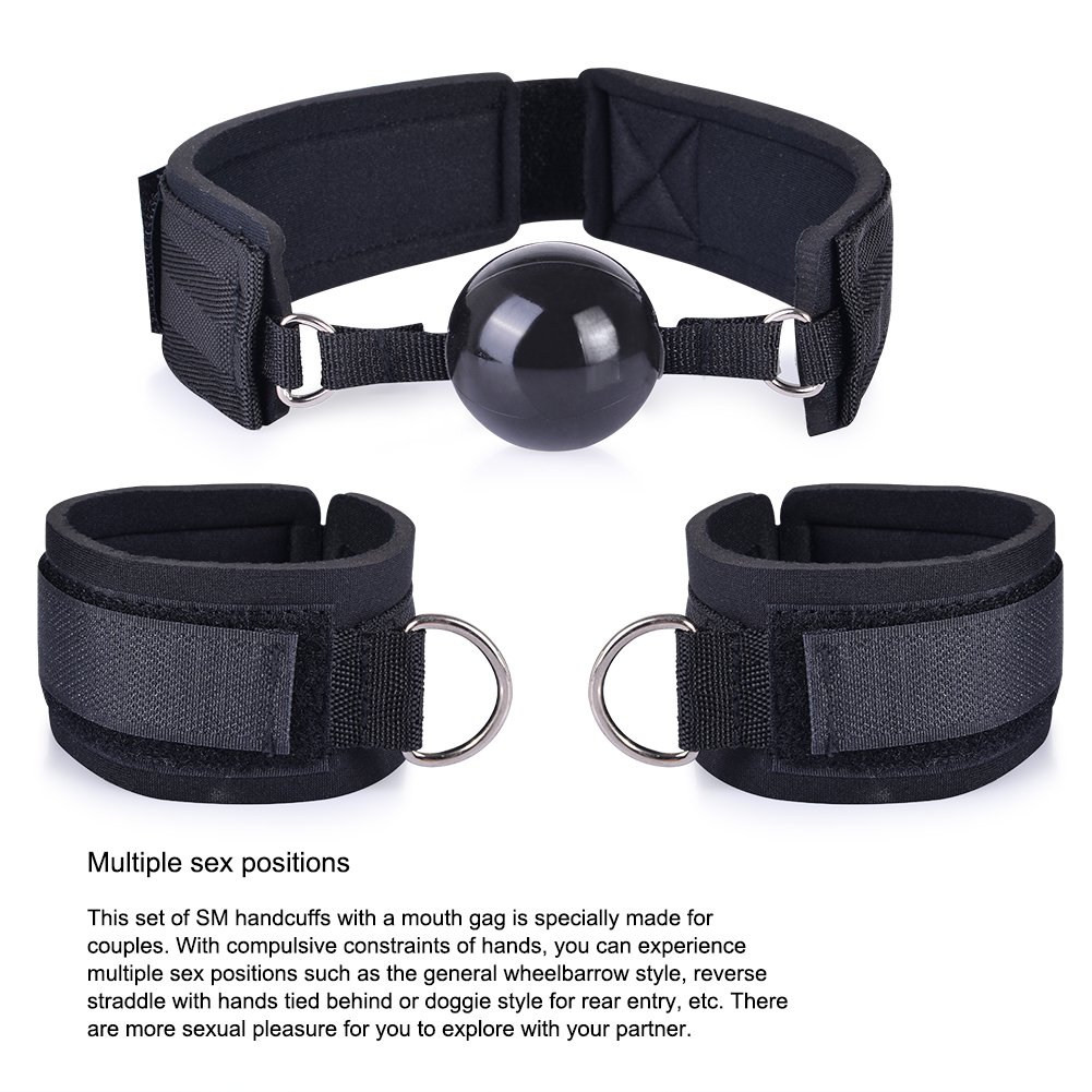Utimi Fetish Bed Restraint Kit with Hand Cuffs Ankle Cuff Bondage Collection For Male Female Couple (3#)