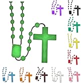 RosaryMart Catholic Rosary Beads for Prayer – Glow in the Dark Plastic Rosary Necklace with Crucifix, Durable Nylon Cord, Made in Italy, Devotional Prayer Beads for Women and Men – Pack of 100