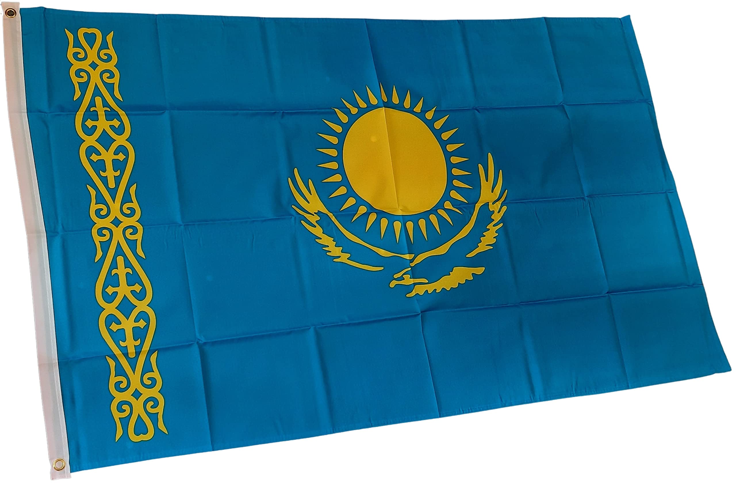 NWFlags Kazakhstan Flag 5ft x 3ft 75d Premium Polyester Suitable For Flagpoles | Strong Polyester 5x3 foot material flag with Eyelets