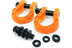 GA GEARAMERICA GearAmerica Mega D Ring Shackles - 68,000 lbs Towing Capacity, Stronger than 3/4″ D Rings - Tow Shackle Kit with 7/8″ Pin & Washers for Secure Connection of Tow Strap/Winch Rope in Off-Road Recovery