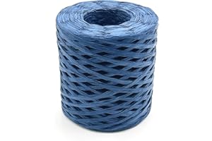 SILLLULE Raffia Paper Craft Ribbon,1/4 Inch 656 Feet Raffia Twine String for Gifts Wrapping,Raffia Ribbon Raffia Paper Rope for Craft Weaving Hats Bags Knitted Crochet DIY Craft Projects,Navy Blue