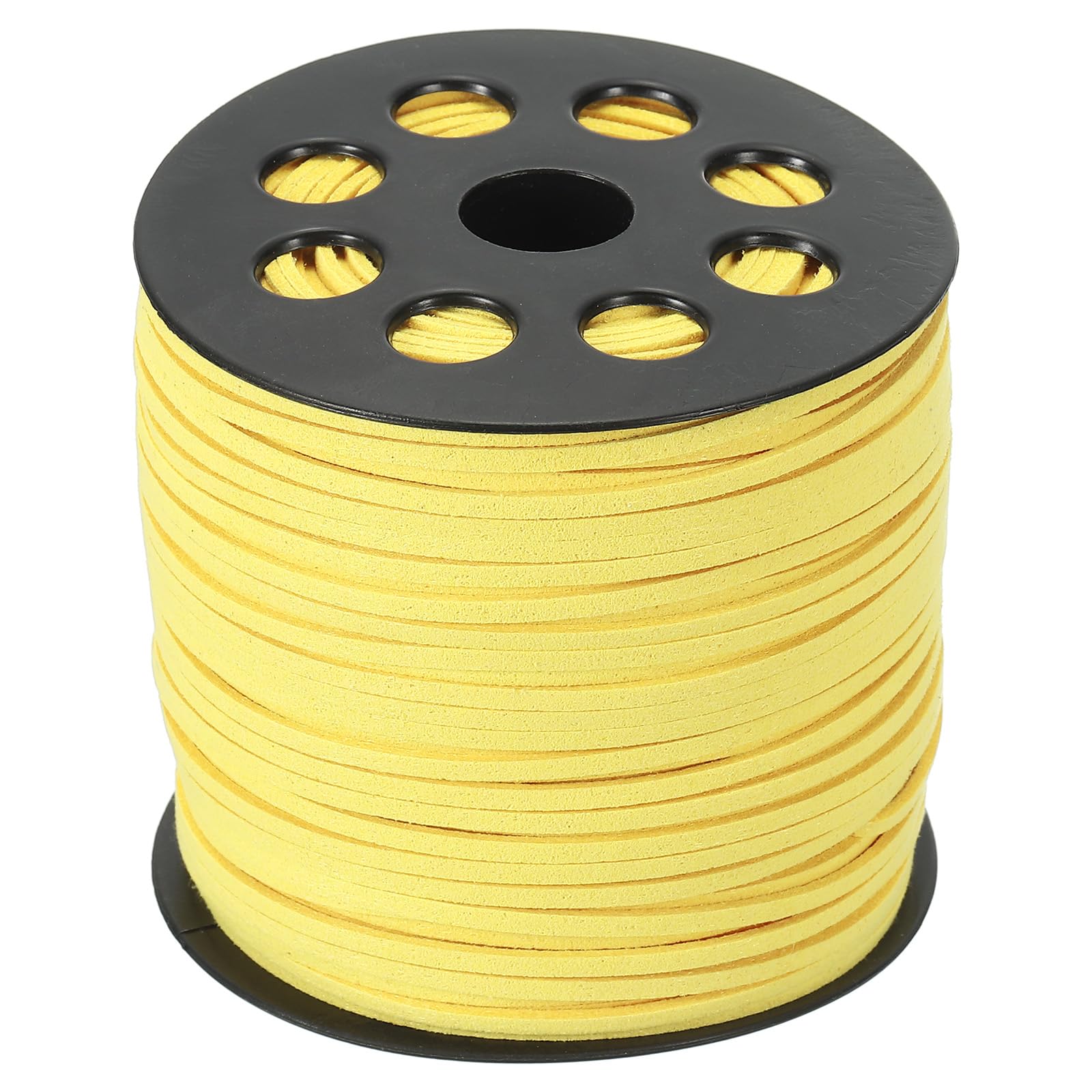 PATIKIL Suede Leather Cord 2.5mm 98 Yard, Faux Suede Cord Flat Leather String with Roll Spool for Necklace Bracelet Beading Jewelry Making, Bright yellow
