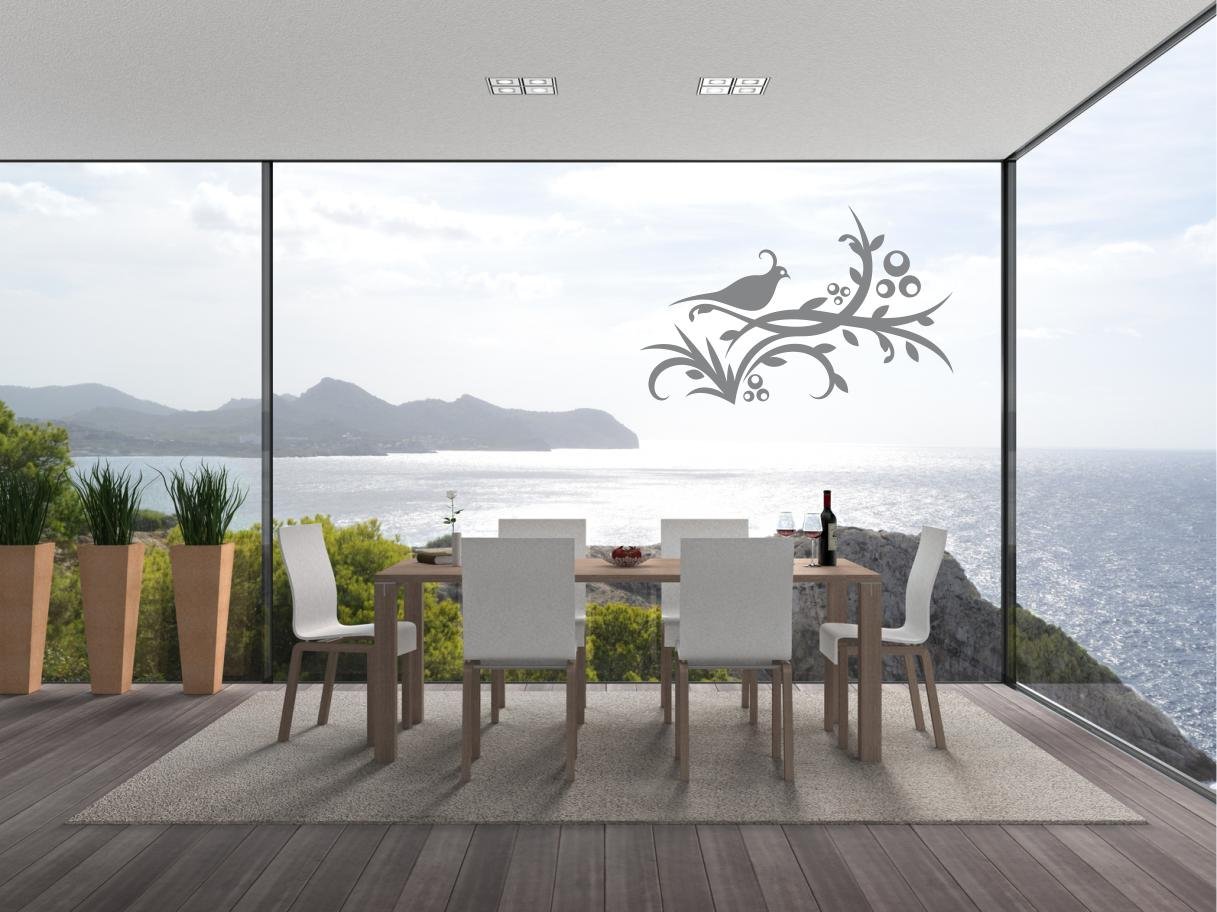 INDIGOS Wall Sticker d166 Beautiful Bird of Paradise Vine Plant Tribal 96 x 61 cm Glass Decoration Vinyl 96 x 61 x 1 cm