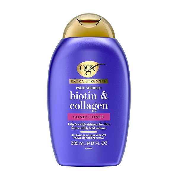 OGX EXTRA STRENGTH BIOTIN AND COLLAGEN CONDITIONER, 13 FL OZ, SULFATE-FREE, THICKER, FULLER HAIR