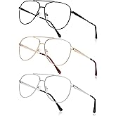 AMOMOMA Aviator Reading Glasses for Women,Men Blue Light Blocking Computer Readers Trendy Retro Metal Frame AM6162US