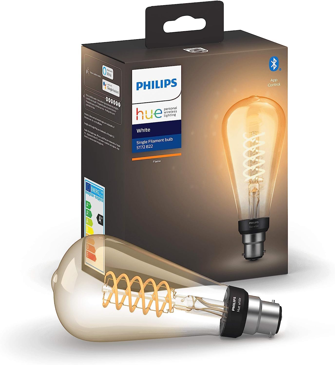 Philips Hue White Filament Single Smart LED Giant ST64 [ST72] Bulb [B22 Bayonet Cap] with Bluetooth, Compatible with Alexa, Google Assistant, Apple HomeKit