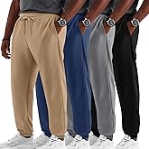 Evervibe 4 Pack Men’s Big and Tall Sweatpants Drawstring Loose Joggers Casual Elastic Waist Athletic Pants with Pockets