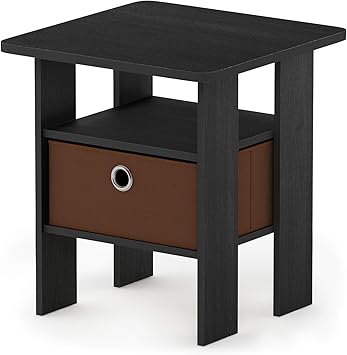 Amazon Com Furinno Andrey End Table Nightstand With Bin Drawer 1 Pack Americano Medium Brown Furniture Decor