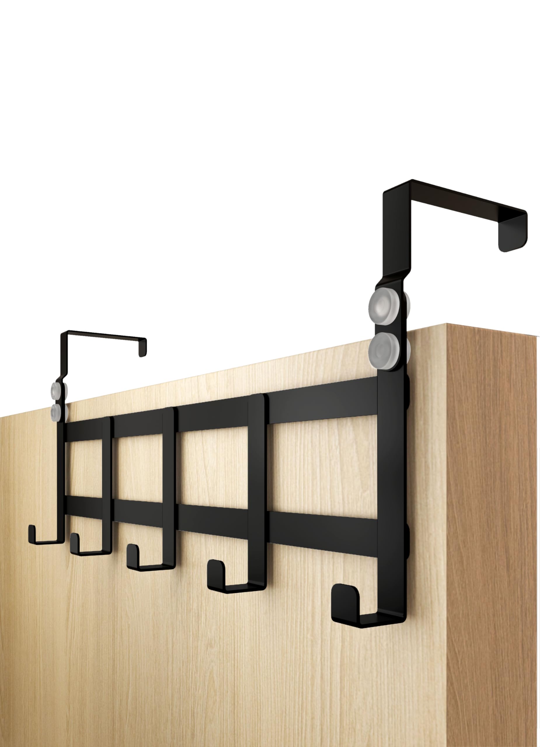 4smile Over The Door Hanger – Black Coat Hanger for Depth 4.1 cm (1.6") & 3.6 cm (1.4") - Over Door Hooks for Clothes, Coat Hooks Türhakenleiste Budget Schwarz_36mm UK