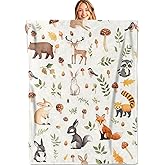 MIEPOS Woodland Animal Throw Blanket,50x60in,Soft,Lightweight Flannel,Cute Retro Forest Blankets - Gifts for Kids Girls Boys,for Couch Office Travel,Home Living Room Rustic Decor