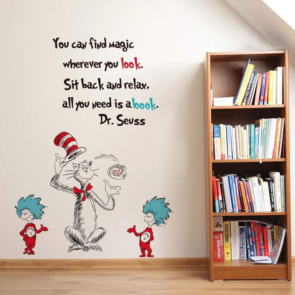 Runtoo Dr Seuss Quotes Saying Wall Decals Kids Educational Wall Stickers Children Reading Room Baby Nursery Wall Décor - Image 3