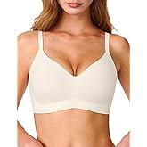 Lehoba Bras for Women, No Underwire Full Coverage V Plunge Bra Wireless Seamless Comfort Bralette T-Shirts Everyday Bras