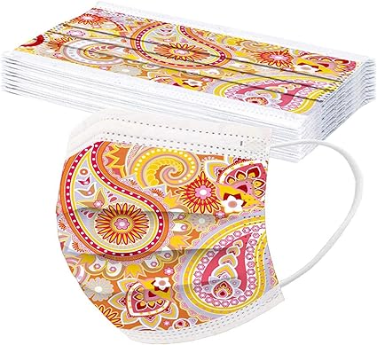 HJFR 10PC Adulte imprimé Mas-ques Jetable Coloré avec Brosse Cache 