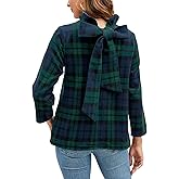 Kedera Women's Ruffle Mock Neck Blouses Top 3/4 Sleeves Elegant Shirt Bow Top with Pockets