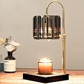 Yuichoy Candle Warmer Lamp with Timer, Dimmable Electric Candle Wamer Adjustable Height, Gifts for Women Mom, Glass Modern Candles Melter Lamp, Black