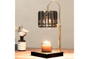 Yuichoy Candle Warmer Lamp with Timer, Dimmable Electric Candle Wamer Adjustable Height, Glass Modern Candles Melter Lamp, Black