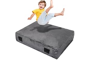 Homewell 3 x 4 Ft Crash Pad – Soft Velvet Cover Sensory Crash Pad for Kids with Durable Shock-Absorbing Foam, Machine Washable Cover, Ultimate Comfort and Safety for Kids, Adults and Pets (Gray)