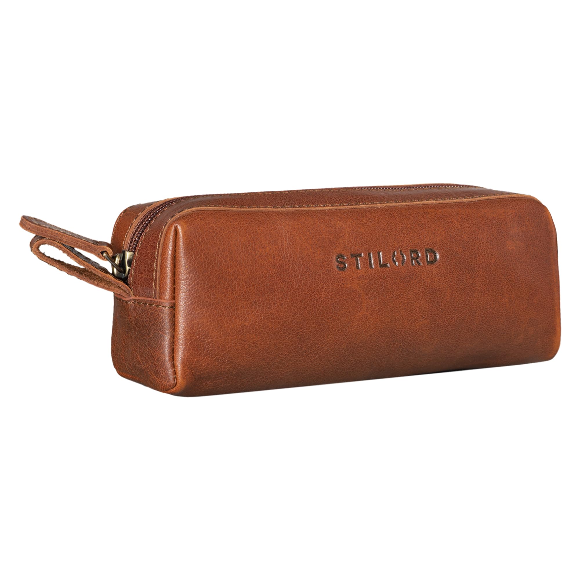STILORD "Linus" Pencil Case Leather Pen Case Pouch Office University College Women Men Stationary Vintage Leather Colour:Cannes - Brown โ image 1