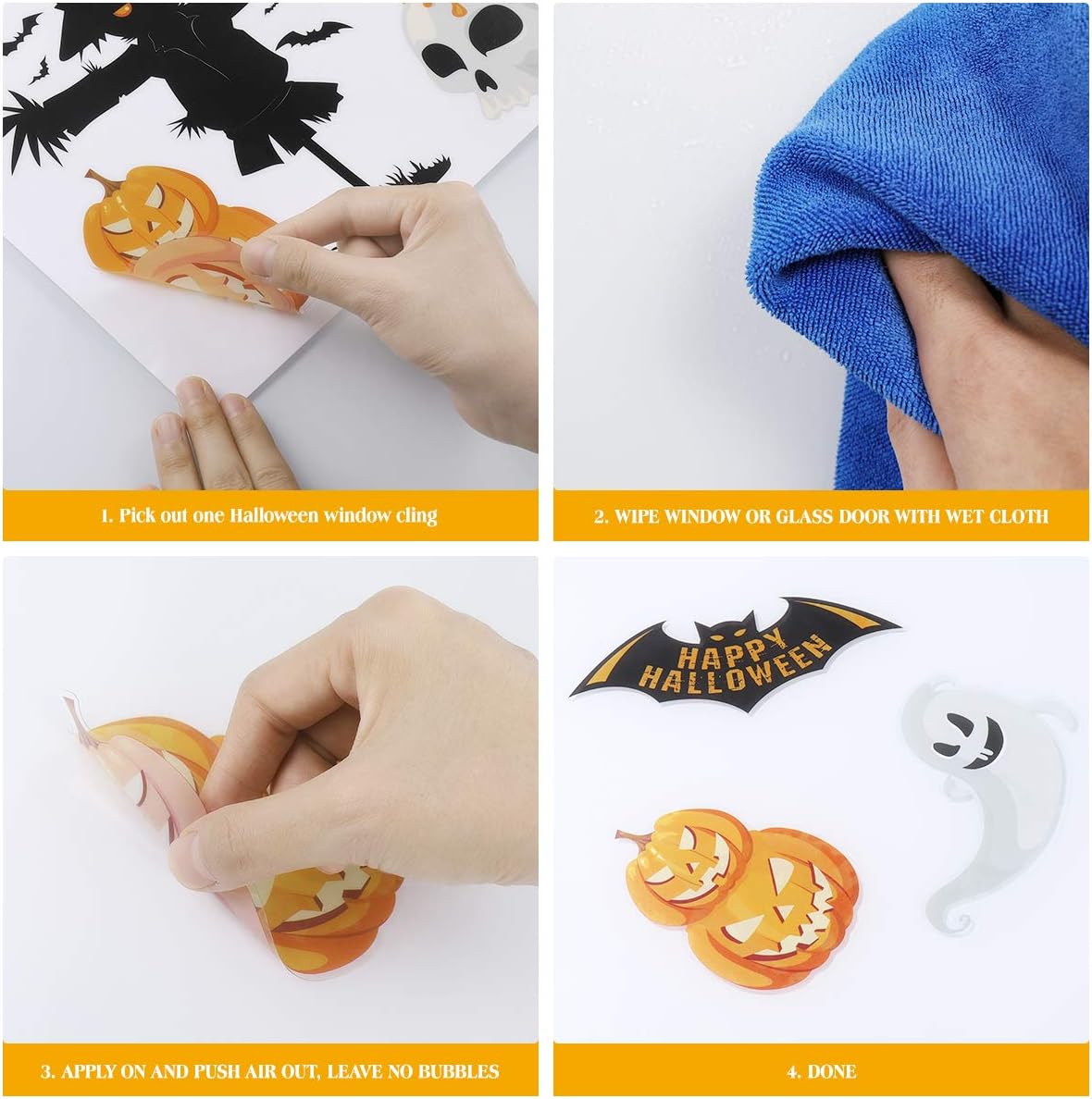 Halloween Window Clings PVC Window Decals Reusable Window Stickers for
