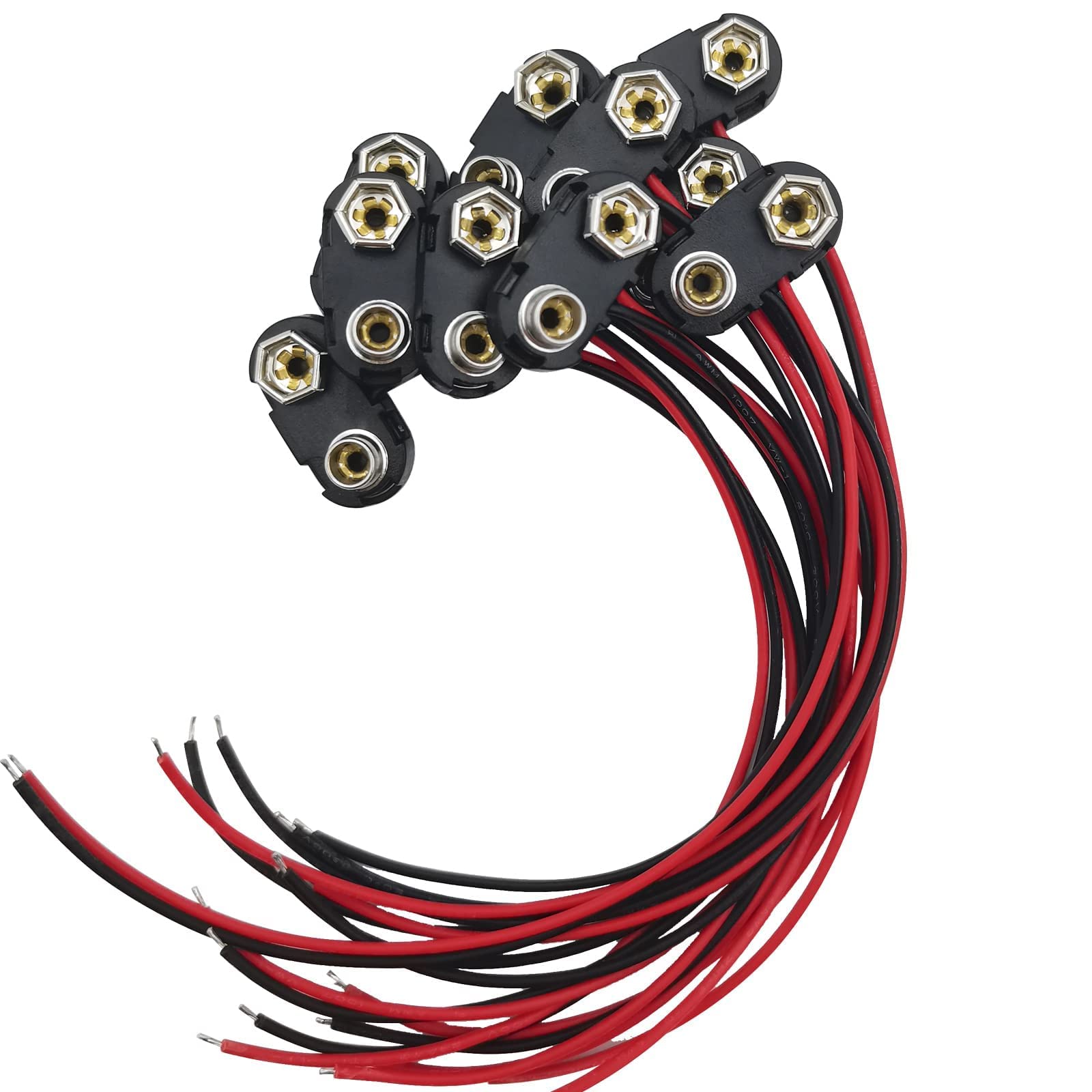 9V Battery Connector,10 PCS T-Type 9 Volt Buckle Connector Hard Plastic Shell Used in Student Experiment,or Other Equipment with Battery