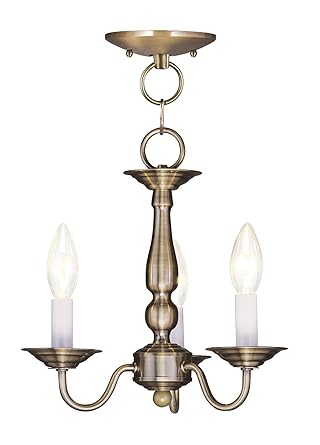 Livex Lighting 5009 01 Williamsburg 3 Light Convertible Hanging Lantern Ceiling Mount Antique Brass