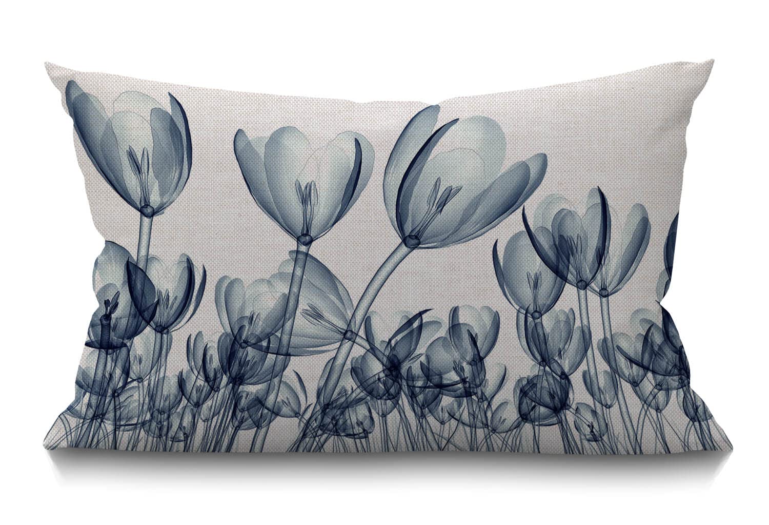 BGBDEIA Flower Cushion Cover 12x20 Inch Floral Field Tulip Crocus Sketch Rectangle Pillow Cases Home Decorative Cotton Linen Throw Pillow Cover for Bed Sofa 30 x 50 cm