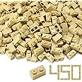 Feleph 1x2 Bricks Bulk 450 Pieces Tan Classic Basic Parts Sand Building Creative Play Set Blocks Toy Accessories Compatible with 3004 Major Brands
