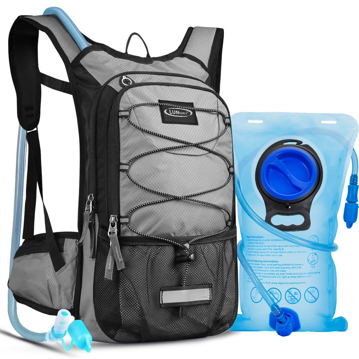 Lunidry Hydration Backpack with 3L Water Bladder, 15L Running Hydration Backpack for Men & Women, Lightweight Leakproof Water Rucksack Mountain Bike Hydration Bag Pack for Outdoor Cycling Hiking
