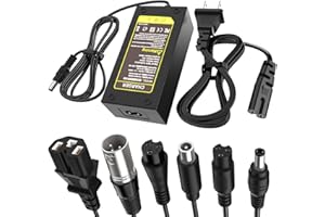 42V 2A Scooter Charger 7 in 1 Plugs Universal for 36V 10S Lithium Battery, Pinkind 36V Lithium-ion Battery Charger Replacement for Razor, Jetson, Voyage, gotrax, ninebot