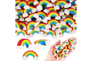 KINYFY 50 Pack Rainbow Erasers for Kids,Large Fun Rainbow Erasers Bulk,St. Patrick's Day Eraser Cute Eraser for Classroom Office Home School Work Prize Gifts Supplies
