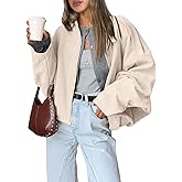 Trendy Queen Womens Faux Suede Bomber Jacket Fall Oversized Zip Up Cropped Jackets Winter Motorcycle Coat 2026