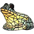 Bieye L10829 Frog Table Lamp Tiffany Style Stained Glass Accent Night Light for Home Décor Nursery Bedside (Multi-Colored)