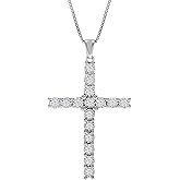 La Joya Diamond Cross Necklace for Women | 1/6-1 CTTW Sterling Silver Lab Grown Diamond Necklace | Accompanied by Sterling Silver Chain Adjustable to 16, 17, 18 Inches