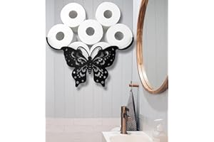 EUIROET Butterfly Black Toilet Tissue Holder,Animal Paper Holders,Decorative Metal Paper Holder,Funny Toilet Paper Storage for Bathrooms,Wall Metal Toilet Paper Organizer Hold Extra 8 Rolls
