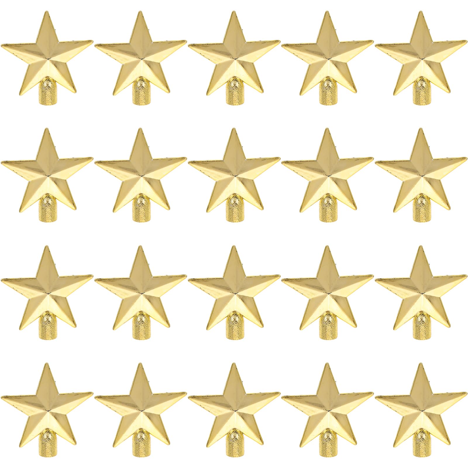 Ciieeo 20pcs Mini Christmas Tree Top Star Tiny Christmas Tree Fairy Topper Star Ornament Decoration Ornament Holiday Topper Xmas Plastic