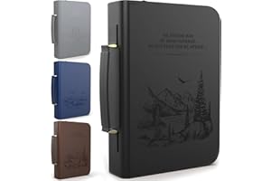 DEHITE Bible Cover Case for Women and Men – Leather Bible Carrying Bag Large Size – Fits Book 7 x 10.1 x 1.9 in – Pen Slots – Zippered Pocket – Premium Faux Leather – Black Christian Gift