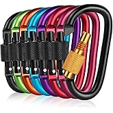 WVD 8 Pcs Carabiners, 3 Inches D-Ring Carabiner Clip with Screw Gate Carabiner for Key Clip, Heavy Duty Small Carabiners Key