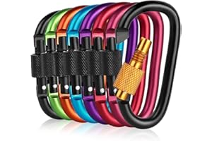 WVD 8 Pcs Carabiners, 3 Inches D-Ring Carabiner Clip with Screw Gate Carabiner for Key Clip, Heavy Duty Small Carabiners Key 