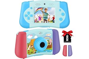 GKTZ Kids Camera for Boys, Kids Music Player Toddler Digital Video Camera with Flashlight Children Selfie Camera for 3 4 5 6 7 8 Year Old Boys with 16GB Micro SD Card-Blue