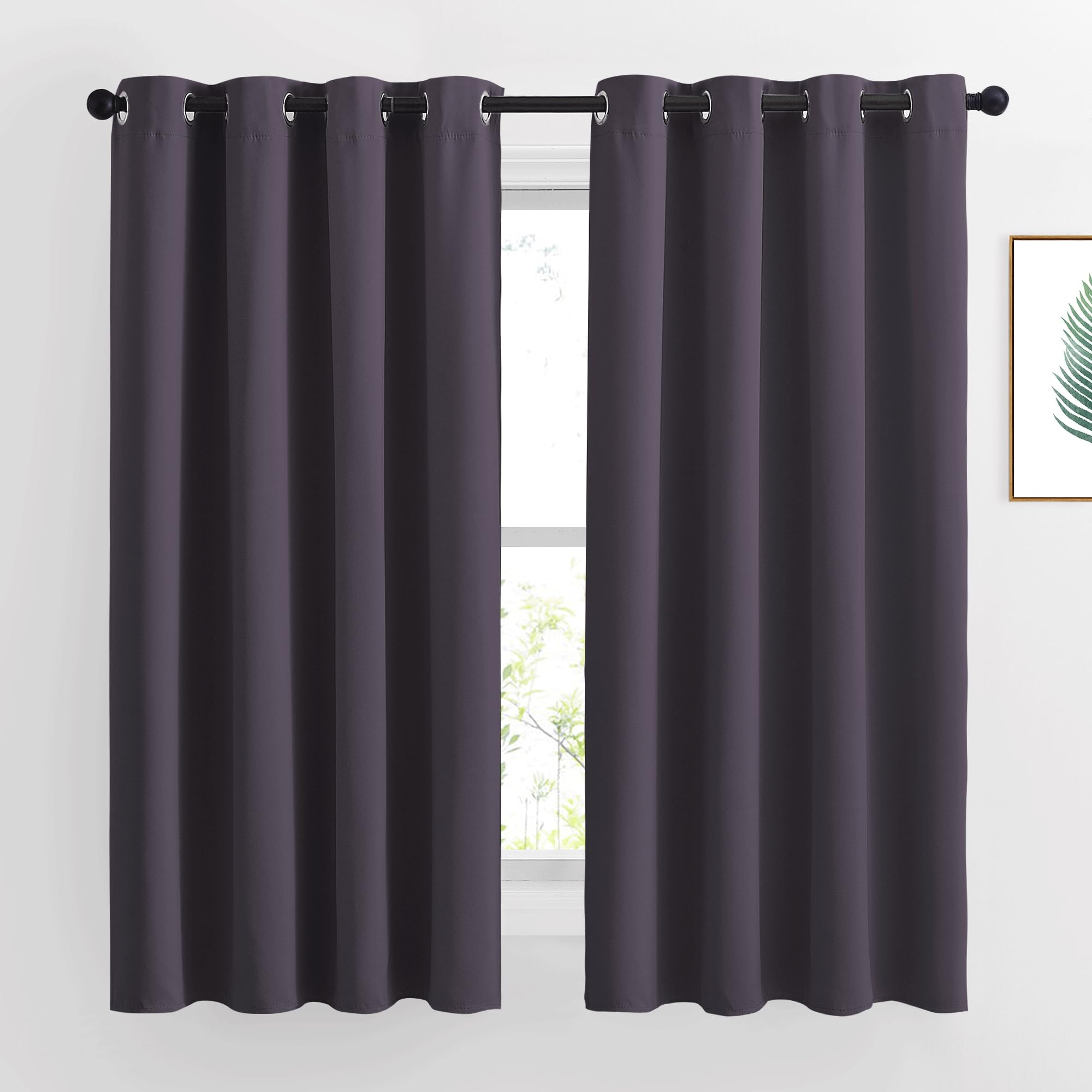 Photo 1 of NICETOWN Bedroom Curtains Room Darkening Draperies - Greyish Purple Room Darkening Drapes/Panels for Bedroom, Grommet Top 2-Pack, 52 x 63 inches Long, Thermal Insulated, Privacy Assured