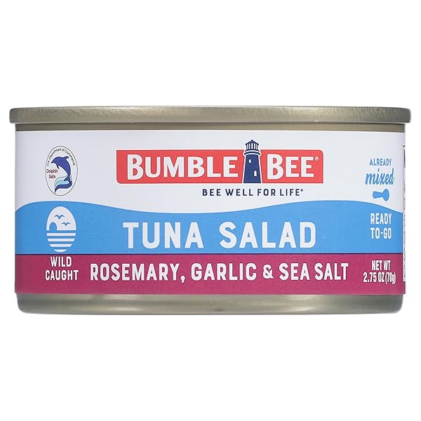 BUMBLE BEE SNACK ON THE RUN ROSEMARY, GARLIC, & SEA SALT TUNA SALAD WITH CRACKERS KIT – READY TO EAT PROTEIN SNACK PACK – 8G PROTEIN PER BOX – WILD CAUGHT MSC CERTIFIED TUNA