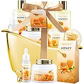 Christmas Gifts for Women Bath & Body Gift Set, Luxury Home Spa Bath Gift Basket, Honey Almond Scented Bath Set, Pamper Gifts Birthday gifts & Teens, Spa Kit Gift, Home Spa Gifts for Men Dad