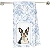 gsgfdshf Blue and White Chinoiserie French Bulldog Kitchen Towels 16x24 in, Frenchie Gifts for Women, Grandmillennial Toile De Jouy Floral Dog Decorative Hand Tea Dish Towels for Bathroom Kitchen