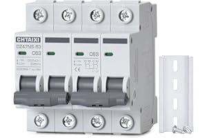 Chtaixi Manual Transfer Switch, 63 Amp 120V/240V AC Dual 2-Pole DIN Rail Mount RV Transfer Switch, Single-Side Interlock Circuit Breaker MTS D2P C63