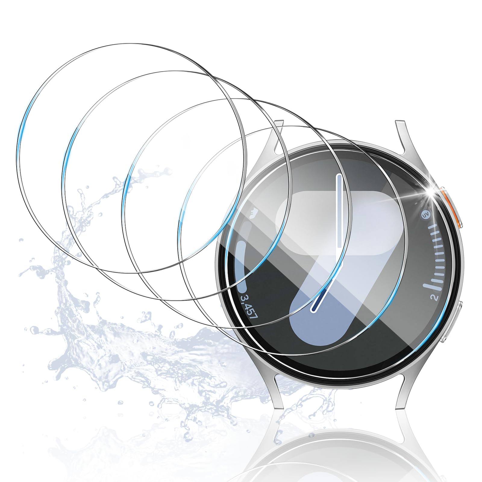 5 Pack Screen Protector Compatible with Galaxy Watch 7/6/5/4 44mm, HD Tempered Glass, Touch Sensitive, High Clarity, Anti-Shatter, Bubble Free