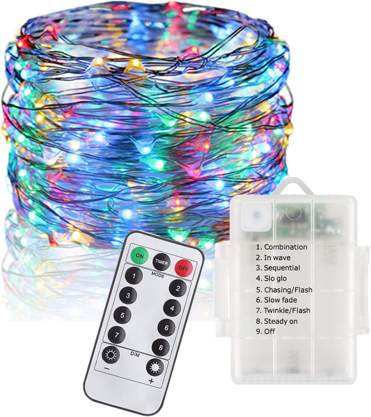 Anxus LED String Lights 33 ft with 100 LEDs - Multicolor, Waterproof Outdoor & Indoor Decorative Fariy Lights for Bedroom, Garden, Patio -Copper Wire Lights Battery Operated with Remote Control
