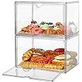 SANKEU 2 Pcs Bread Boxes for Kitchen Countertop, Large Bread Storage Container Stackable Bread Keeper for Bread, Bagel, Muffins