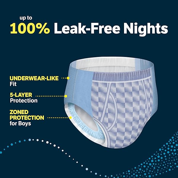 GOODNITES BOYS’ NIGHTTIME BEDWETTING UNDERWEAR, SIZE EXTRA LARGE (95-120 LBS), 9 CT, PACKAGING MAY VARY