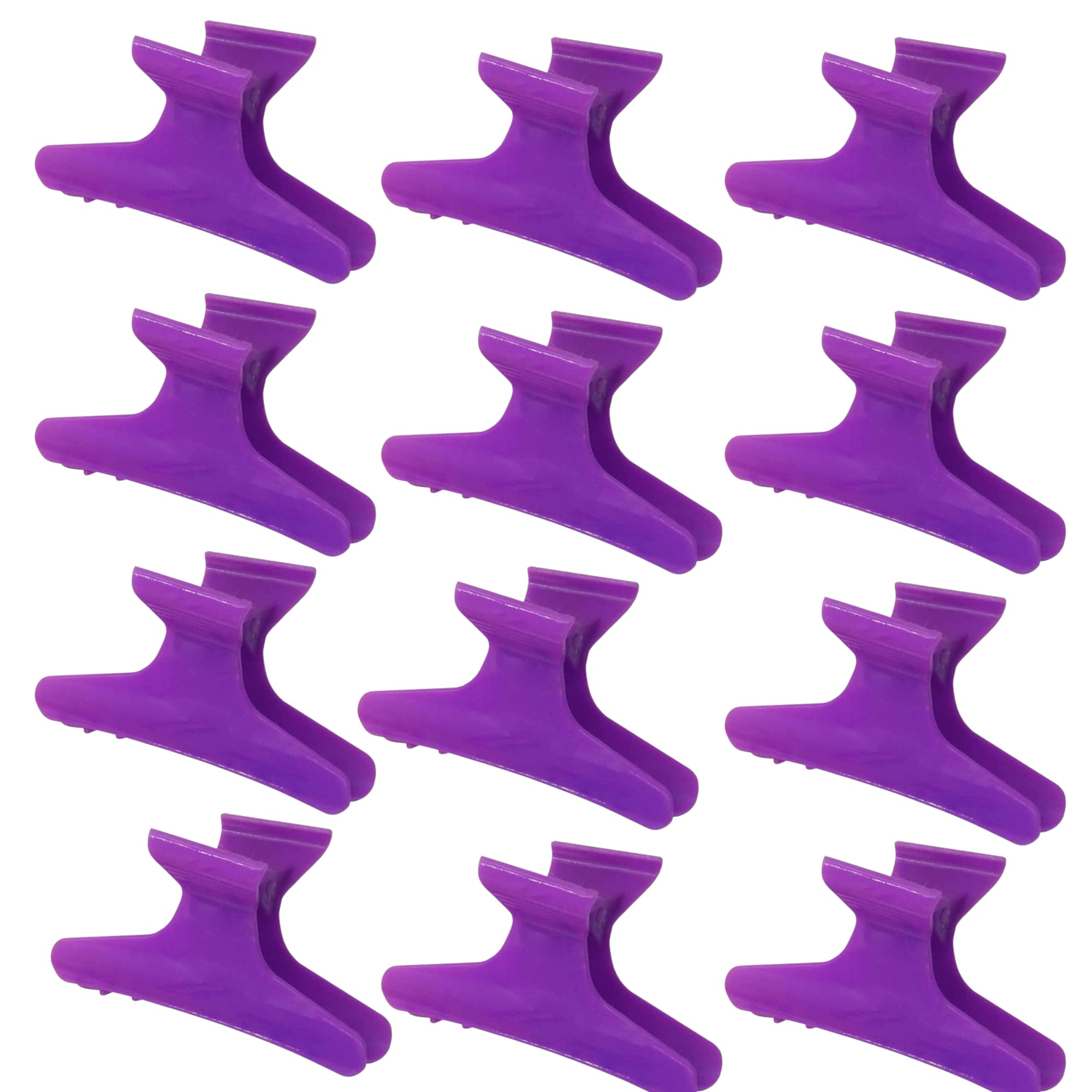 Head Jog 12 Pack Butterfly Hair Clips, Accessories for Sectioning and Styling. Hair Clamps for Women and Men (Purple)