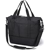 Expandable Duffle Bag for Travel, Weekender Overnight Carry On Bag for Women Men, Waterproof Large Capacity Travel Bag with Detachable Shoulder Strap and Wet Pocket(Black)
